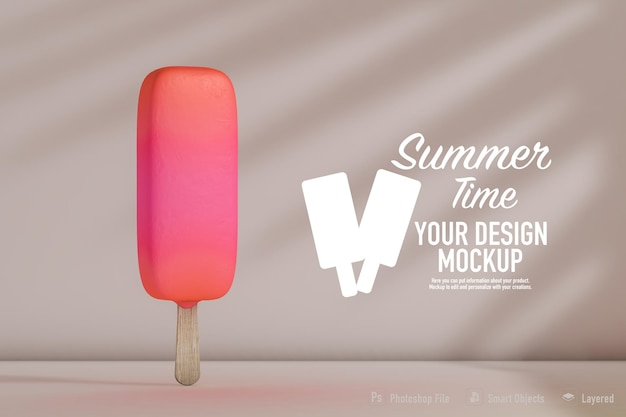 PSD ice cream mockup isolated on soft color background 3d 3d illustration