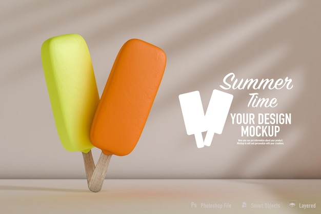 Ice Cream mockup isolated on soft color background 3D 3D Illustration