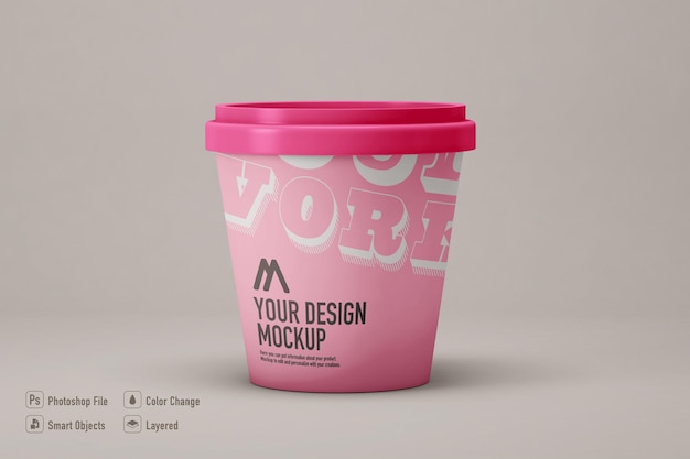 Ice cream mockup isolated on soft color background