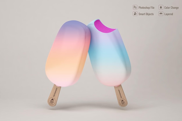 Ice cream mockup isolated on soft color background