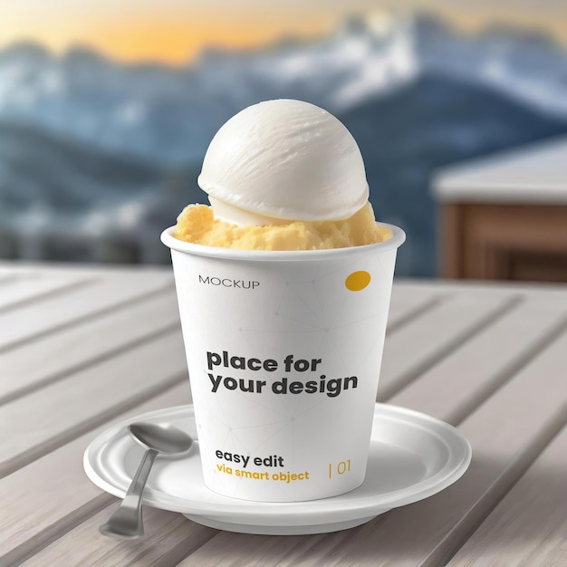 Ice cream paper cup design mockup 01