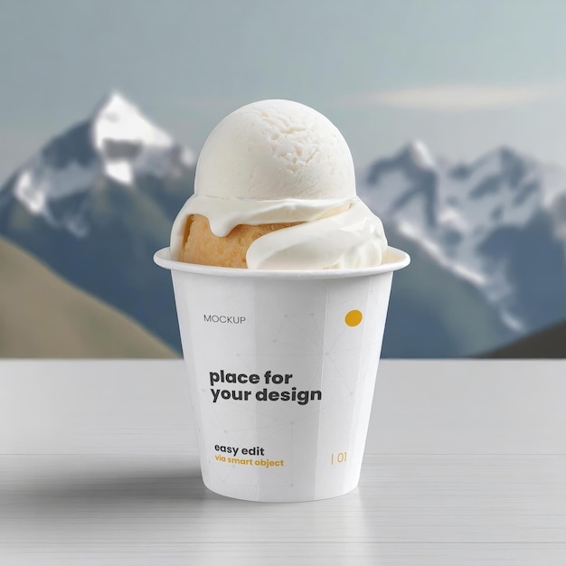 PSD ice cream paper cup design mockup 02