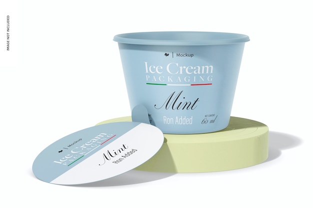 PSD mockup di tazza di carta gelato sul podio