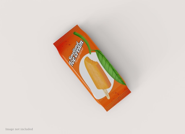 Ice Cream popsicle sachet Package Mockup