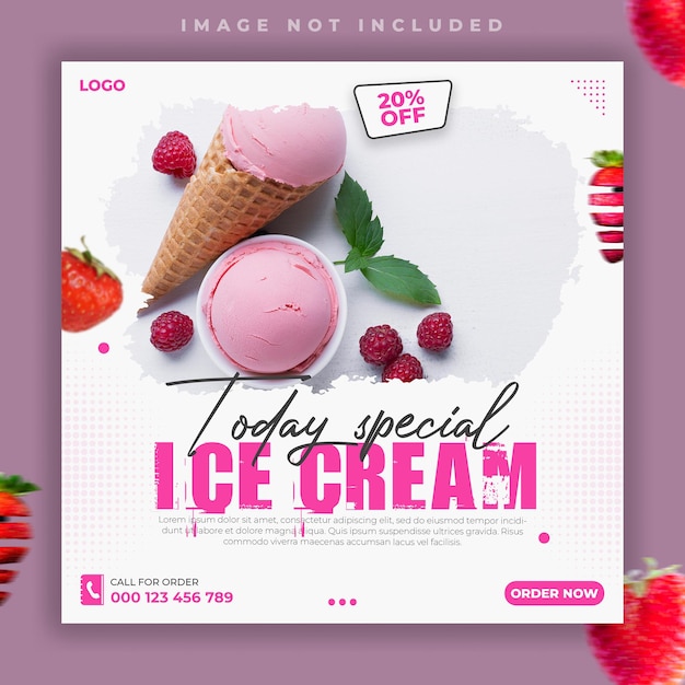 Ice cream promotion social media post banner template