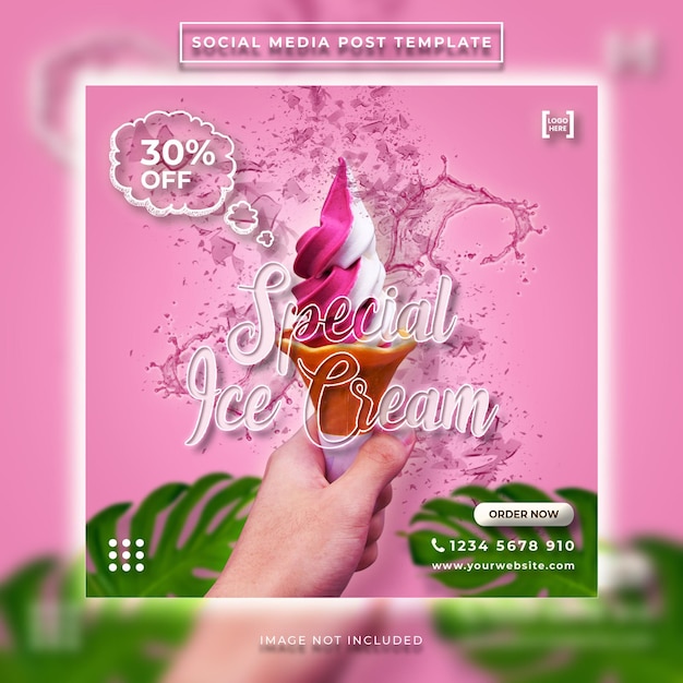 ice cream sale instagram post design template