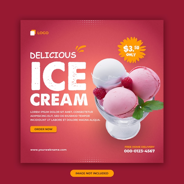 Ice cream sale social media post banner template