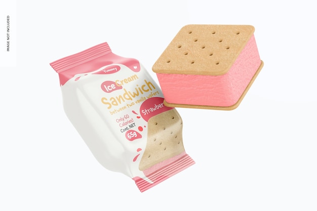 Ice Cream Sandwiches Mockup, Floating