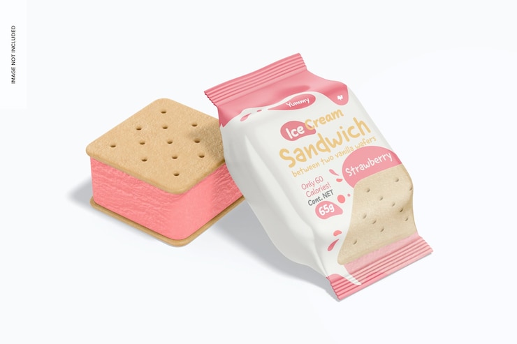 PSD ice cream sandwiches mockup, perspective