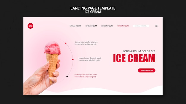 PSD modello di pagina di destinazione della gelateria