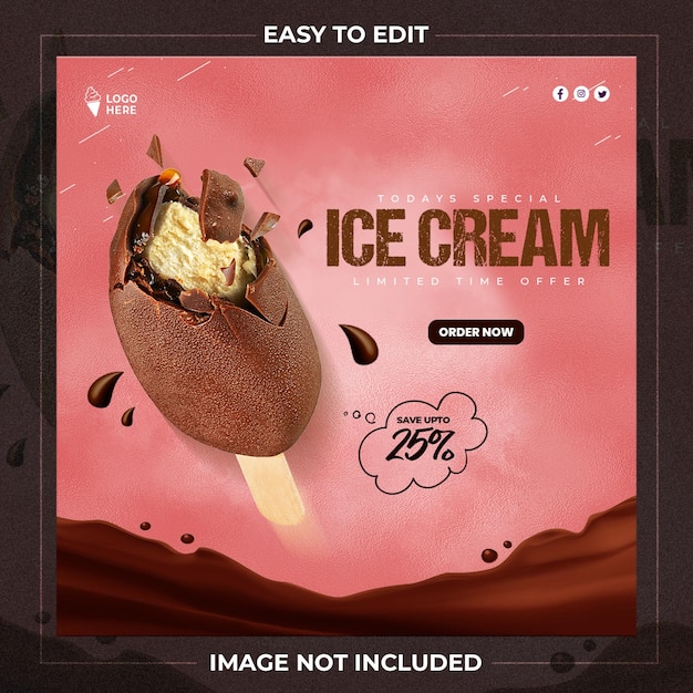 Premium PSD | Ice cream shop social media post template