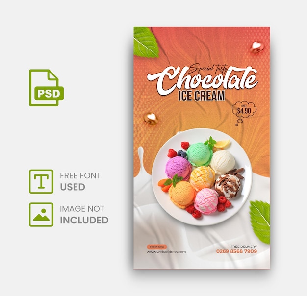 Gelato social media banner instagram piazza post tamplate psd premium