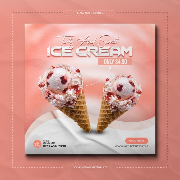 PSD ice cream social media instagram post template