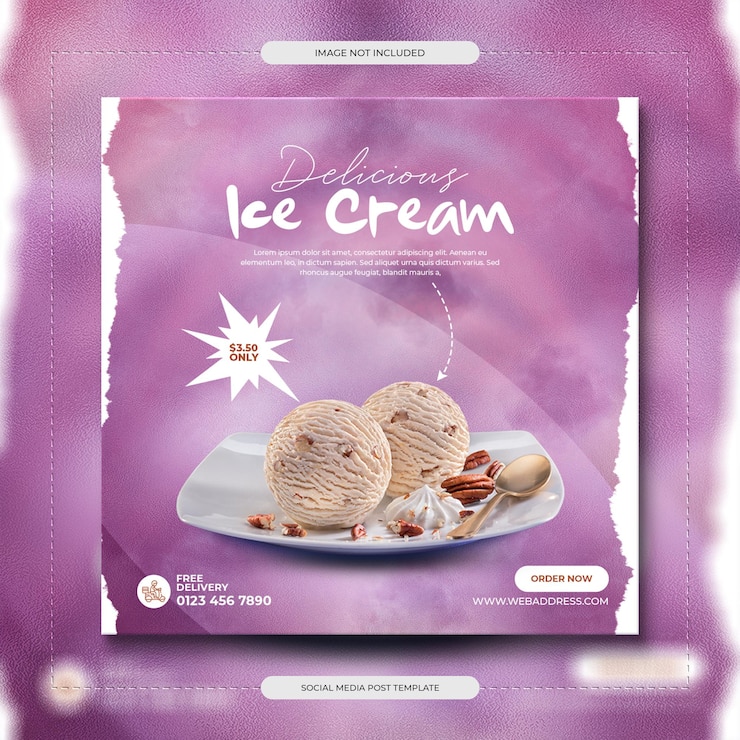 PSD ice cream social media instagram post template