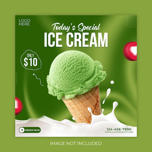 PSD ice cream social media post banner design template