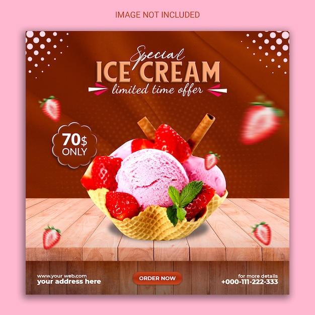 Design del post sui social media del gelato.