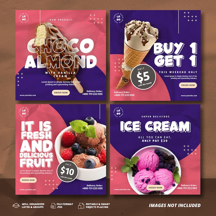 PSD ice cream social media post template