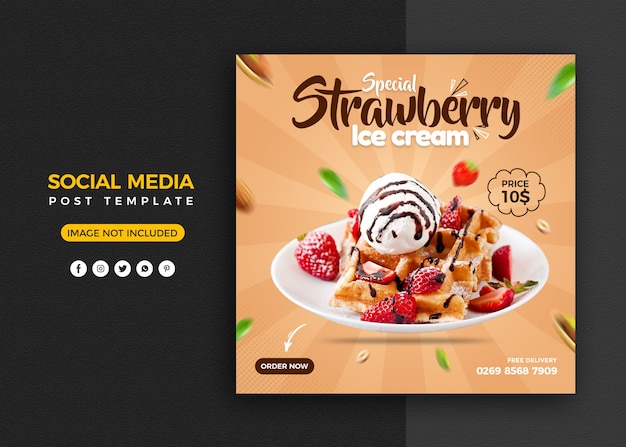 Ice cream social media promotion and instagram banner post design template