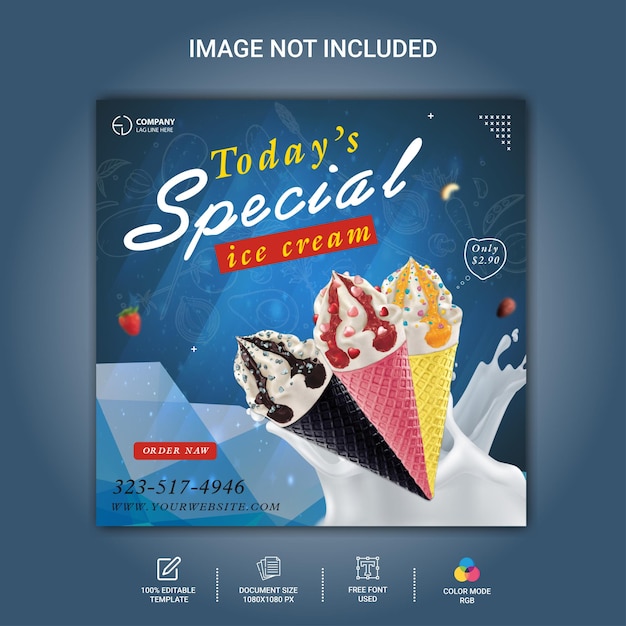 PSD ice-cream social post design template