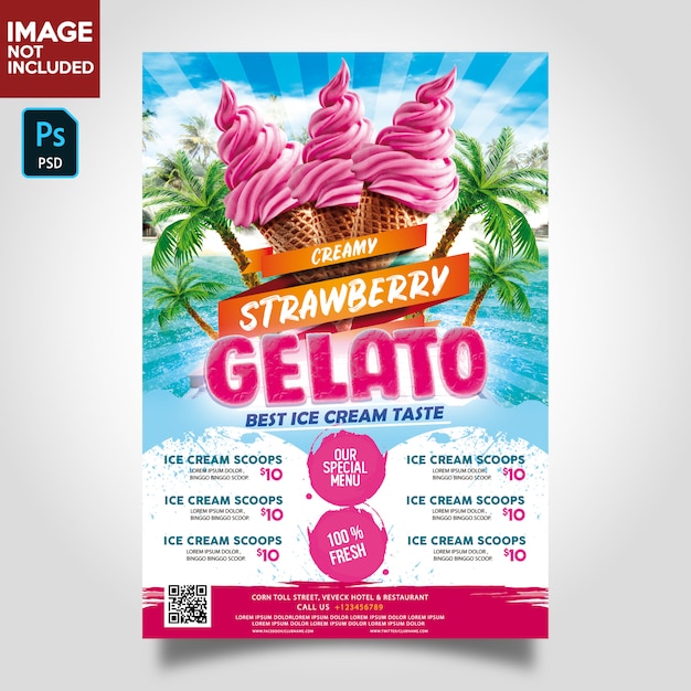 PSD ice cream store flyer template