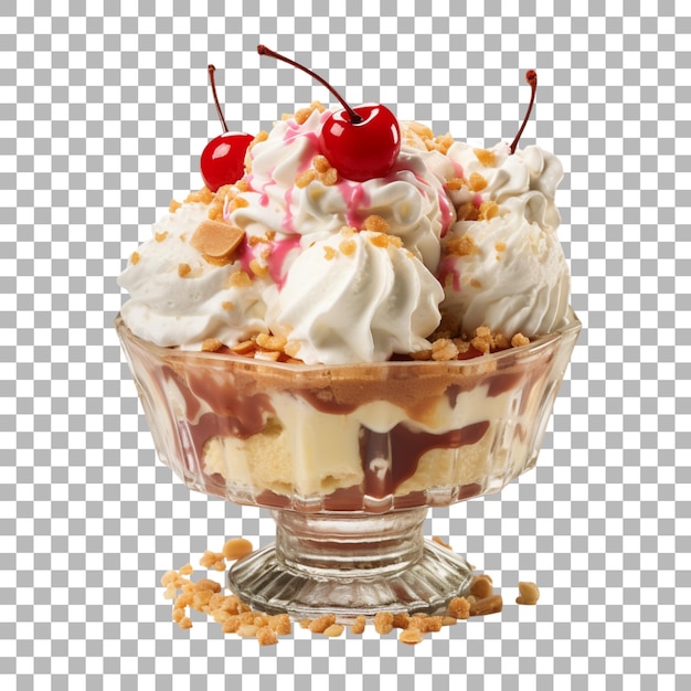 Ice cream sundae on transparent background