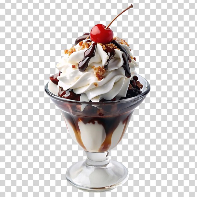 Ice cream sundae on transparent background