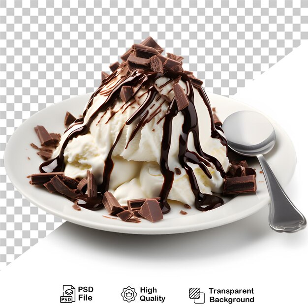 Ice cream sundae with chocolate isolated on transparent background