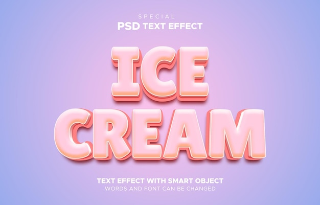 Ice Cream text effect editable smart object