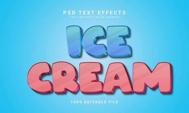 PSD ice cream text effect template