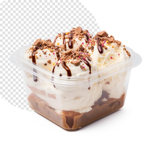 PSD ice cream in transparent plastic box