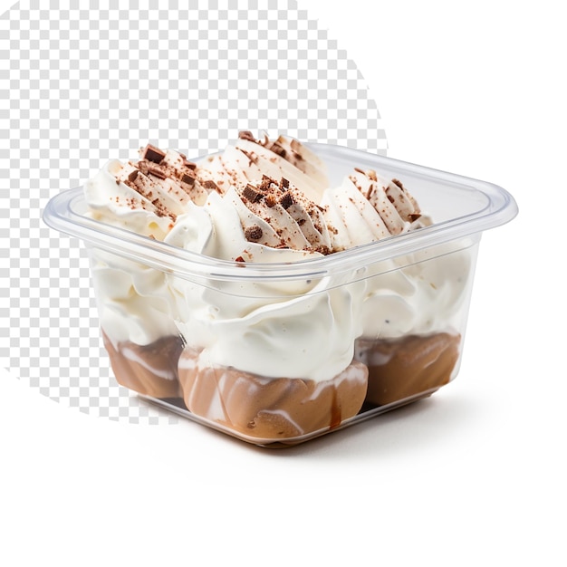 Ice cream in transparent plastic box