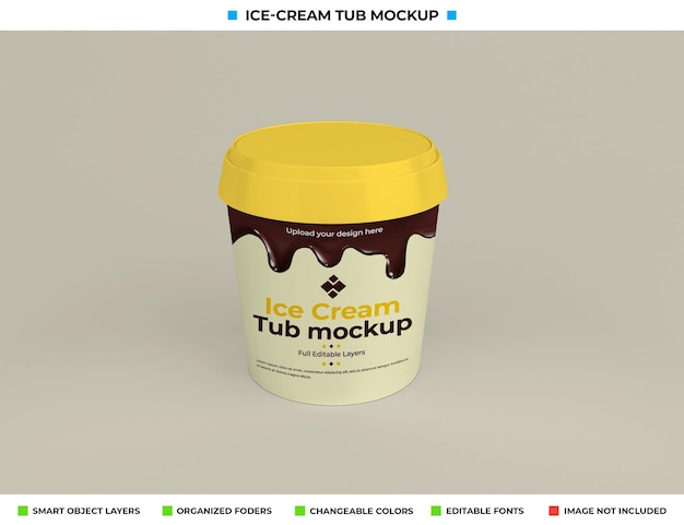 Design mockup vasca gelato nel concetto di cibo