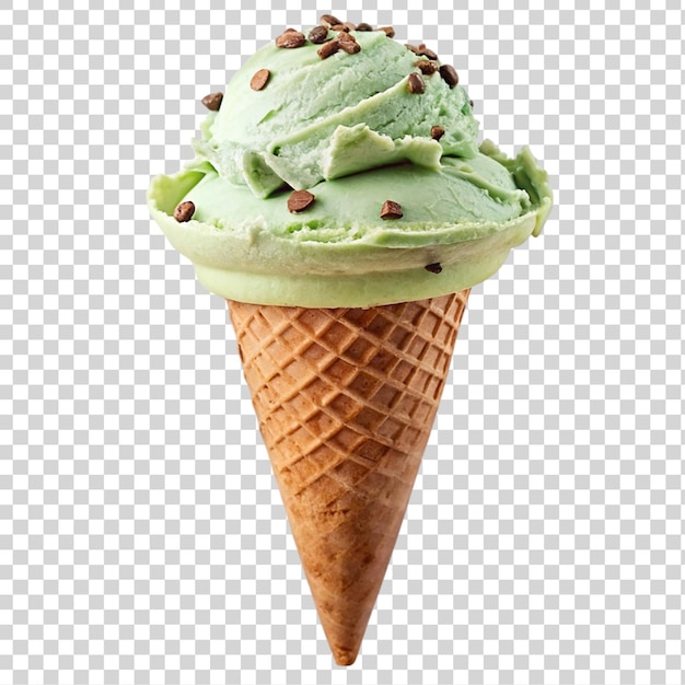 Ice cream in a waffle cone Isolated on transparent background