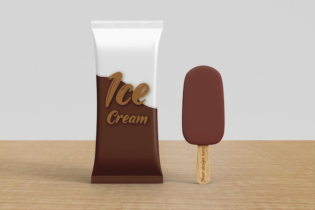 Ice cream with packet mockup