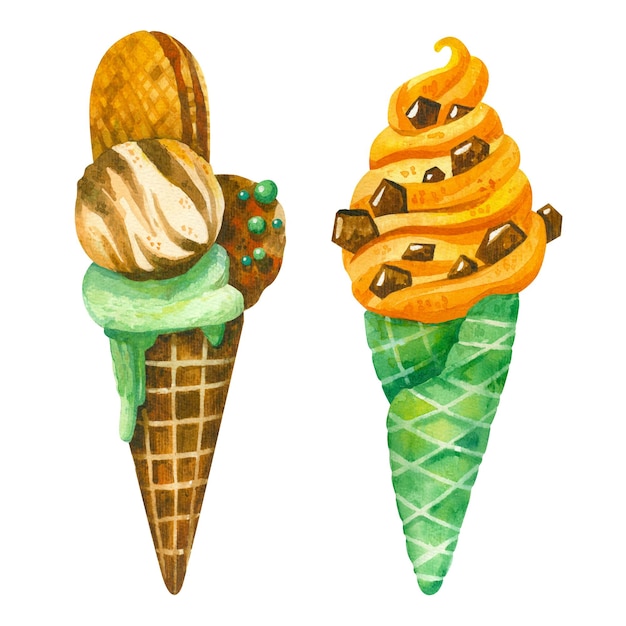 アイスクリーム 手描きイラスト スイーツ カートゥーン・スイーツ&ヤミーズ コレクション PSD