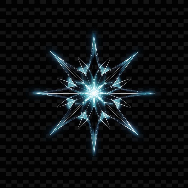 PSD ice crystal icy white angular neon lines snowflakes angular png y2k shapes transparent light arts