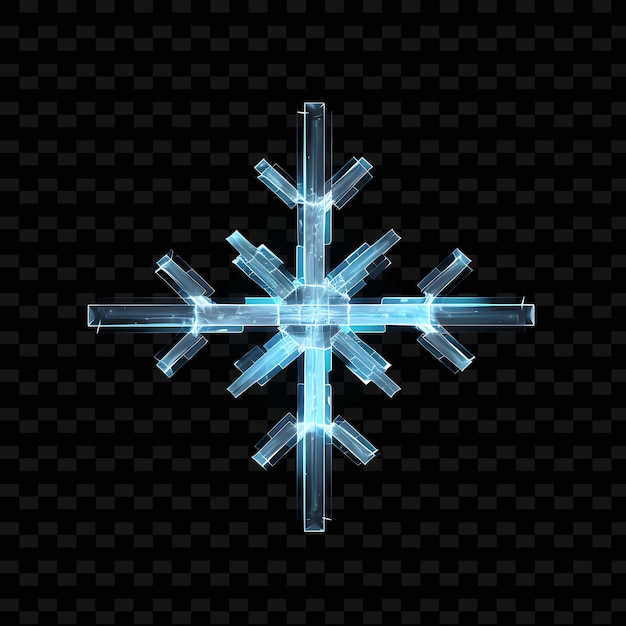 PSD ice crystal icy white angular neon lines snowflakes angular png y2k shapes transparent light arts