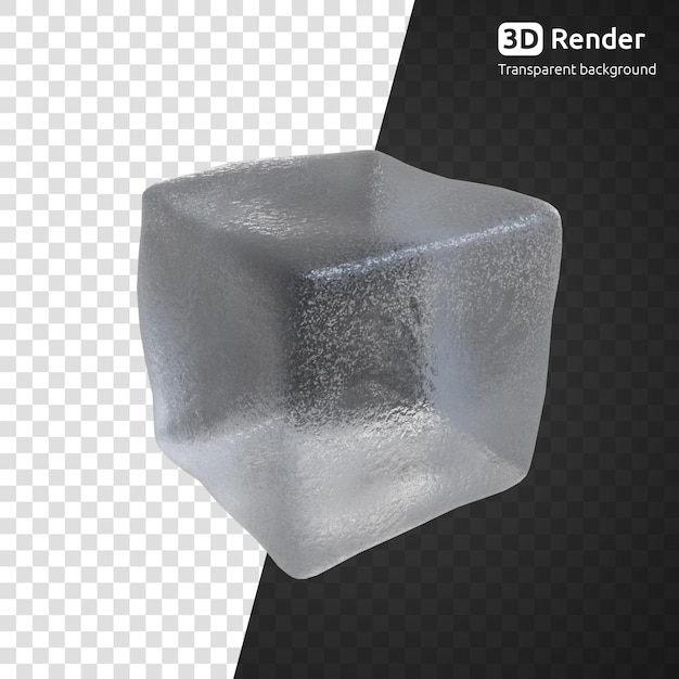 PSD ice cube 3d render isolated