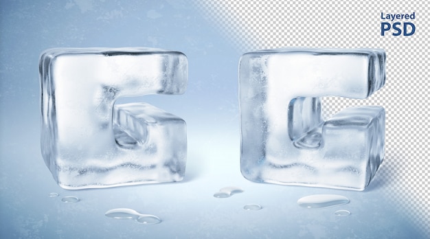 Ice cube 3d rendered letter g