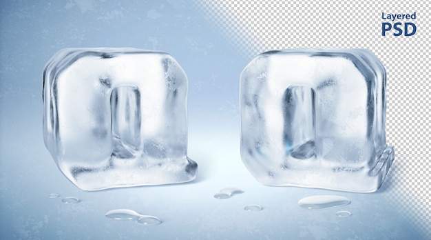 PSD ice cube 3d rendered letter q