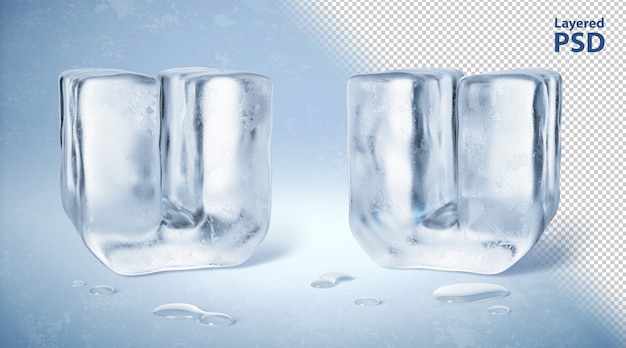 PSD ice cube 3d rendered letter u