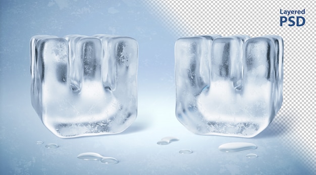 Ice cube 3d rendered letter w