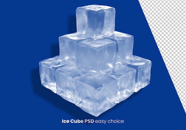 Ice cubes are stacked in a pyramid with ice cubes on top