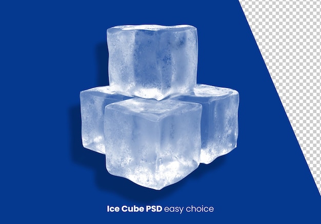 Ice cubes are stacked on top of each other