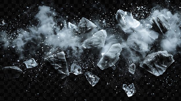 Ice cubes on a black background with a lot of ice cubes