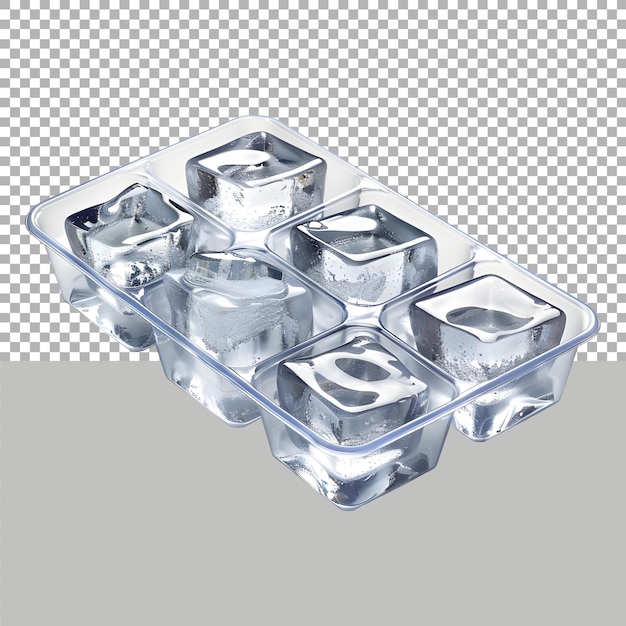 PSD ice cubes box or tray on transparent background ai generated