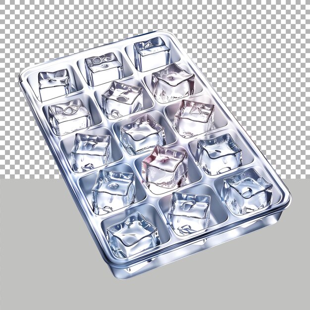 PSD ice cubes box or tray on transparent background ai generated