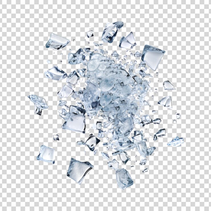 PSD ice cubes falling on a transparent background