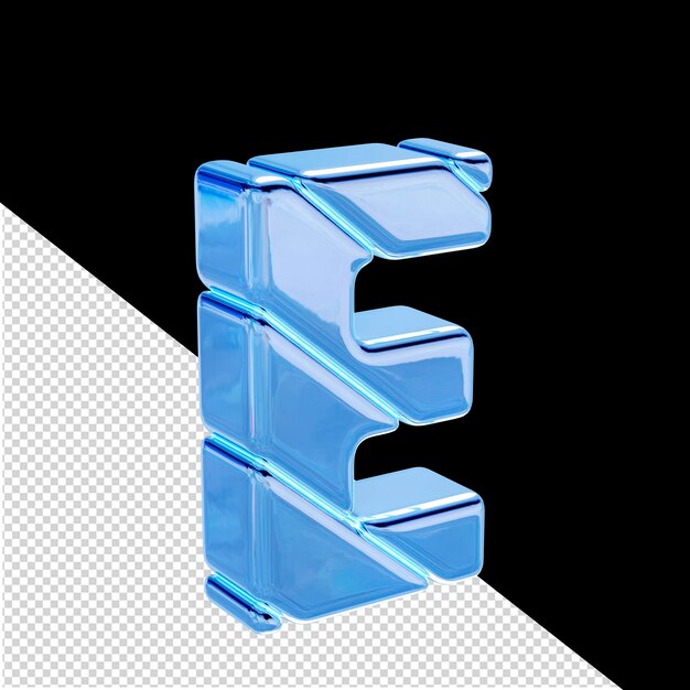 PSD ice diagonal block 3d symbol view from the left letter e