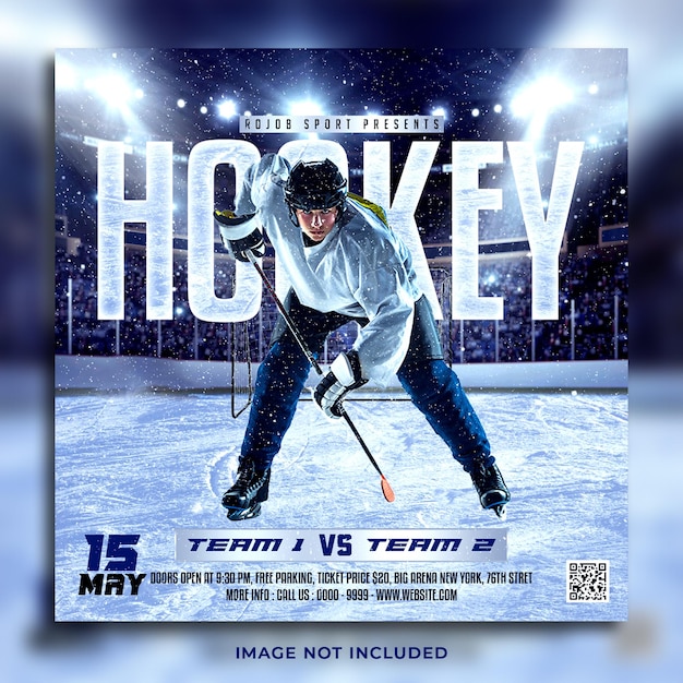 PSD ice hockey flyer and social media post template